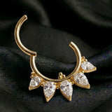 Implant Grade Titanium Golden Bali Sparkle Floral Clicker Hoop Ring