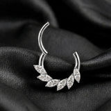 Implant Grade Titanium Marquise Sparkle Floral Swirl Clicker Hoop Ring