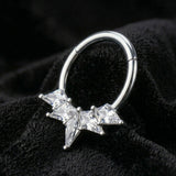 Implant Grade Titanium Majestic Thorn Sparkle Clicker Hoop Ring
