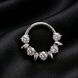 Implant Grade Titanium Sparkle Royal Floral Clicker Hoop Ring