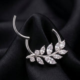 Implant Grade Titanium Classic Sparkle Vine Leaf Clicker Hoop Ring