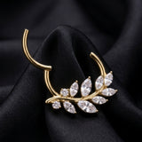 Implant Grade Titanium Golden Classic Sparkle Vine Leaf Clicker Hoop Ring