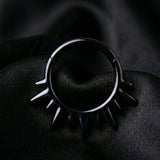 Implant Grade Titanium Black PVD Blazing Sun Rays Clicker Hoop Ring