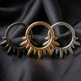 Implant Grade Titanium Black PVD Blazing Sun Rays Clicker Hoop Ring