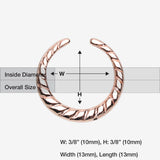 Detail View 1 of Rose Gold Lucia Textured Rope Steel Pincher Septum Ring