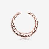 Rose Gold Lucia Textured Rope Steel Pincher Septum Ring