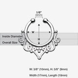 Detail View 1 of Goddess Filigree Fake Septum Clip-On Ring-Steel