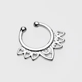 Detail View 2 of Acerose Filigree Fake Septum Clip-On Ring-Steel