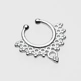 Detail View 2 of Grand Entice Filigree Fake Septum Clip-On Ring-Steel