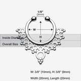 Detail View 1 of Grand Entice Filigree Fake Septum Clip-On Ring-Steel