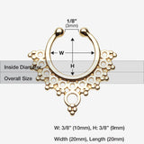 Detail View 1 of Golden Grand Entice Filigree Fake Septum Clip-On Ring-Gold