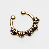 Detail View 2 of Golden Tribal Penta Fake Septum Clip-On Ring-Gold