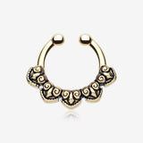 Golden Tribal Penta Fake Septum Clip-On Ring-Gold