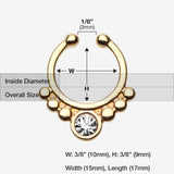 Detail View 1 of Golden Gem Grandiose Fake Septum Clip-On Ring-Clear Gem