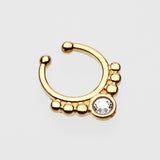 Detail View 2 of Golden Gem Grandiose Fake Septum Clip-On Ring-Clear Gem