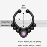 Detail View 1 of Colorline Opal Grandiose Fake Septum Clip-On Ring-Black/Purple