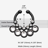 Colorline Aureole Gemina Sparkle Fake Septum Clip-On Ring-Black/Clear