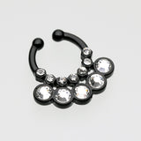 Colorline Aureole Gemina Sparkle Fake Septum Clip-On Ring-Black/Clear