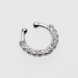 Detail View 2 of Glistening Multi-Gem Fake Septum Clip-On Ring-Clear Gem