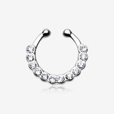 Glistening Multi-Gem Fake Septum Clip-On Ring