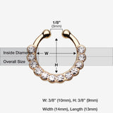 Detail View 1 of Golden Glistening Multi-Gem Fake Septum Clip-On Ring-Clear Gem
