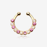 Golden Opal Paradigm Fake Septum Clip-On Ring-Pink