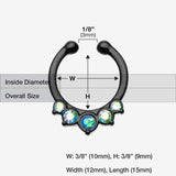 Detail View 1 of Colorline Opal Precia Fake Septum Clip-On Ring-Black/Aurora Borealis