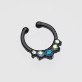Detail View 2 of Colorline Opal Precia Fake Septum Clip-On Ring-Black/Aurora Borealis