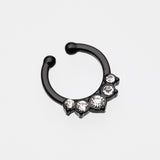 Detail View 2 of Colorline Multi-Gem Precia Fake Septum Clip-On Ring-Black/Clear