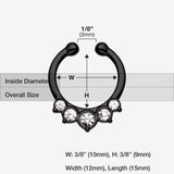 Detail View 1 of Colorline Multi-Gem Precia Fake Septum Clip-On Ring-Black/Clear