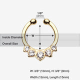Detail View 1 of Golden Multi-Gem Precia Fake Septum Clip-On Ring-Clear Gem