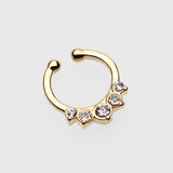 Detail View 2 of Golden Multi-Gem Precia Fake Septum Clip-On Ring-Clear Gem
