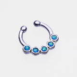 Detail View 2 of Colorline Opal Hexa Gemina Fake Septum Clip-On Ring-Purple/Light Blue
