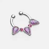 Detail View 2 of Opal Sparkle Trident Fake Septum Clip-On Ring-Purple