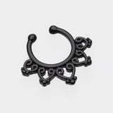 Detail View 2 of Colorline Royal Bliss Filigree Fake Septum Clip-On Ring-Black