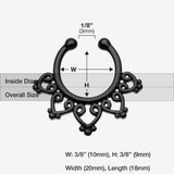 Detail View 1 of Colorline Royal Bliss Filigree Fake Septum Clip-On Ring-Black