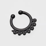 Detail View 2 of Colorline Tidal Wave Filigree Fake Septum Clip-On Ring-Black