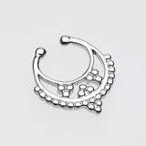 Detail View 2 of Classic Royal Filigree Fake Septum Clip-On Ring-Steel