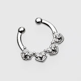 Detail View 2 of Tribal Tetra Fake Septum Clip-On Ring-Steel