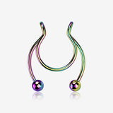 Colorline Clip On Non-Piercing Fake Horseshoe Hoop Ring