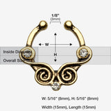 Golden Tribal Kron Sparkle Fake Septum Clip-On Ring-Clear