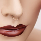 Detail View 1 of Rose Gold Simple Loop Steel Non-Piercing Fake Septum Ring