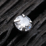 Detail View 1 of Implant Grade Titanium Round Prong Set Sparkle Gem Top L-Shaped Nose Ring-Clear Gem