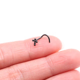 Detail View 2 of Implant Grade Titanium Blackline Beaded Cross Top Nose Screw Ring