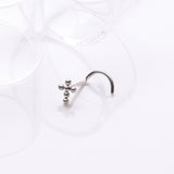 Detail View 1 of Implant Grade Titanium Beaded Cross Top Nose Screw Ring