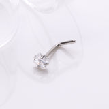 Detail View 1 of Implant Grade Titanium Prong Set Square Gem Top L-Shaped Nose Ring-Clear Gem