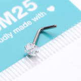 Detail View 3 of Implant Grade Titanium Prong Set Square Gem Top L-Shaped Nose Ring-Clear Gem