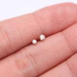 Detail View 3 of Pure24K Implant Grade Titanium Prong Set Gem Top L-Shaped Nose Ring-Clear Gem