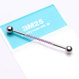 Detail View 2 of Implant Grade Titanium Sparkle Lined Fire Opal Industrial Barbell-Purple Opal