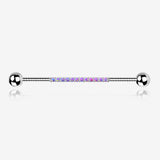 Implant Grade Titanium Sparkle Lined Fire Opal Industrial Barbell